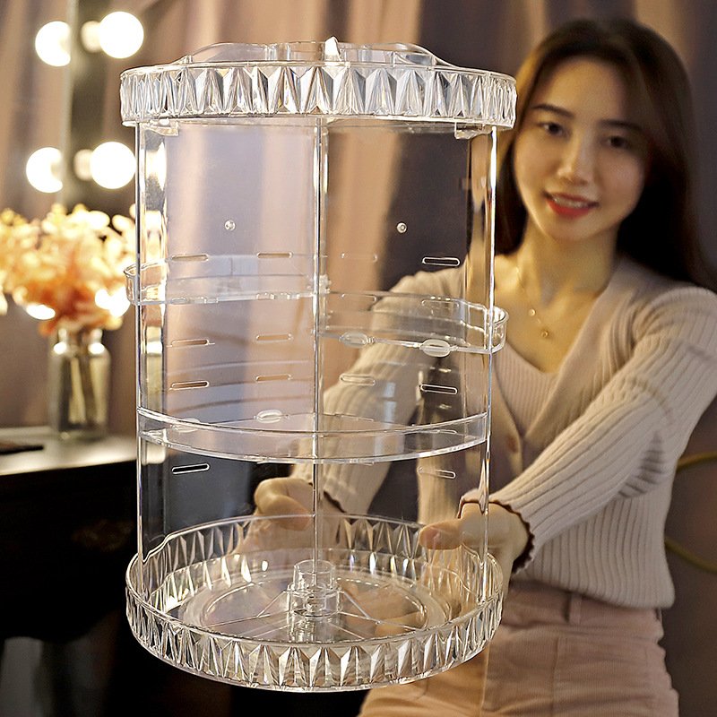 Makeup Organizer 360 Rotating Cosmetic Organizer DIY Adjustable Makeup Carousel Spinning Holder Rack