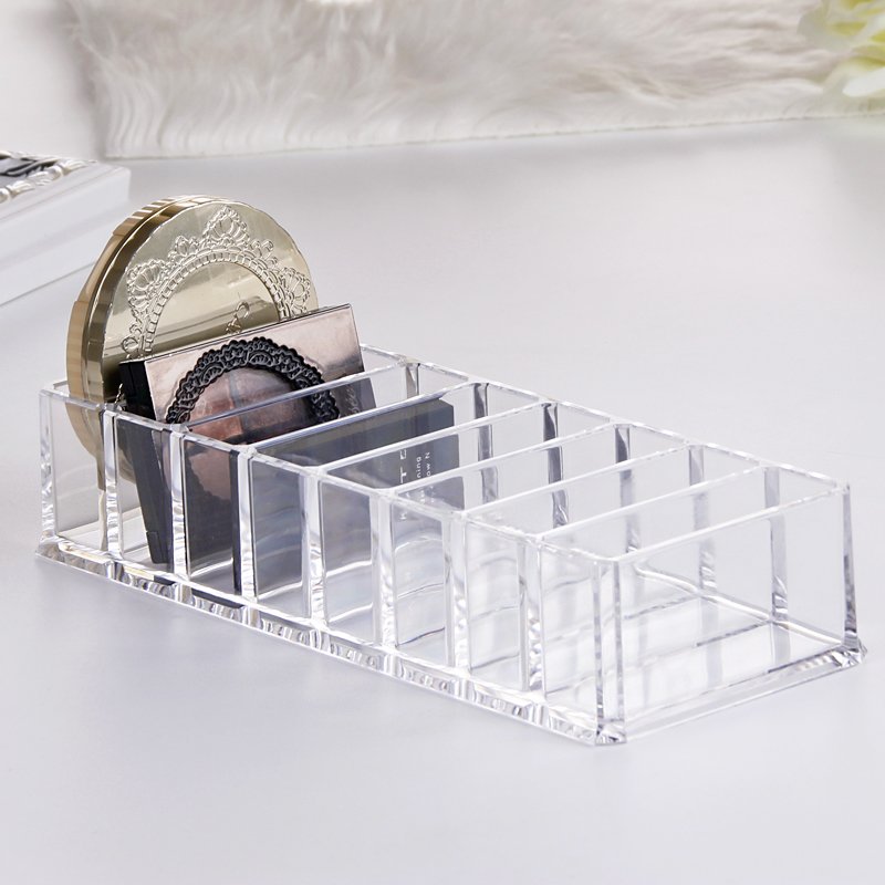 Acrylic Makeup Compact Powder Holder Eye Shadow Lipstick Organizer 8 Slots Makeup Display Storage Case