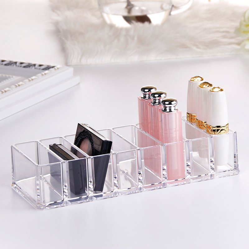 Acrylic Makeup Compact Powder Holder Eye Shadow Lipstick Organizer 8 Slots Makeup Display Storage Case