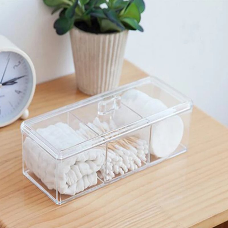 Clear Acrylic Cosmetic Pad Organizer round Storage Box for Cotton Swabs and Bathroom Makeup Convenient round Jar Holder