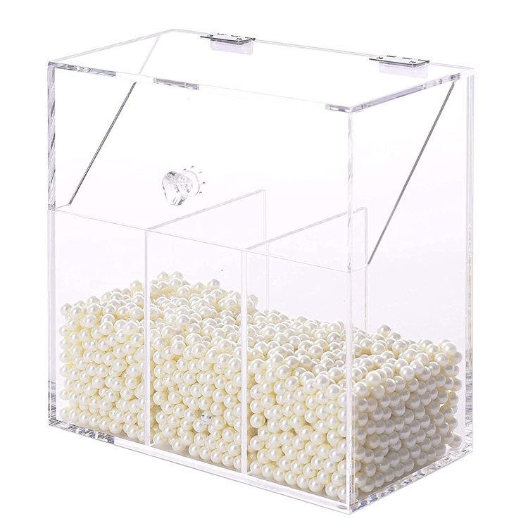 JH Customized transparent flip cover dustproof makeup brush storage box eyebrow pencil organizing box