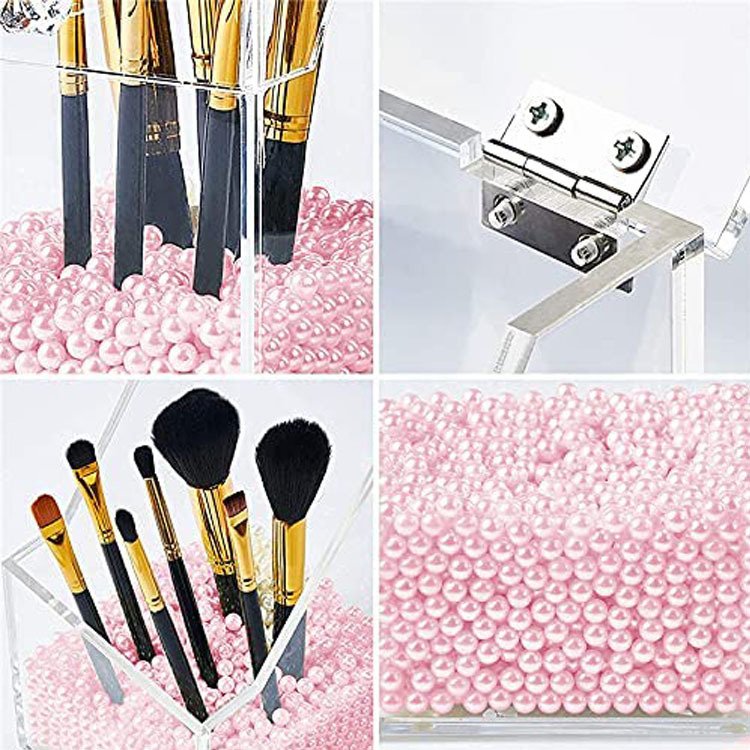 JH Customized transparent flip cover dustproof makeup brush storage box eyebrow pencil organizing box