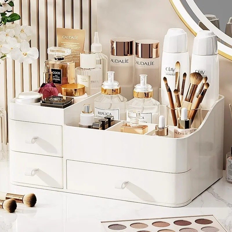 Royaumann Premium Acrylic Multi-layer Cosmetics Container Plastic Storage Organizer for Dresser
