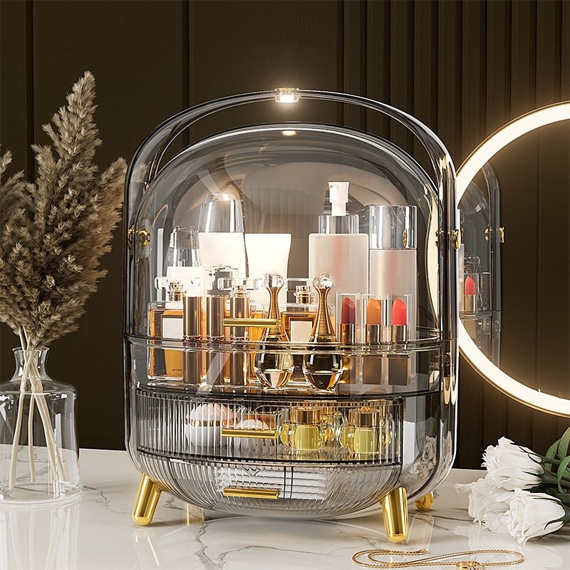 Makeup Organizer for Vanity Multifunction Transparent Cosmetic Storage Box with Light