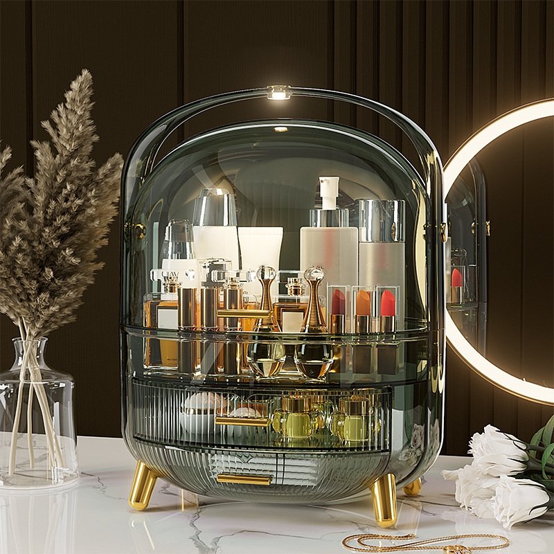 Makeup Organizer for Vanity Multifunction Transparent Cosmetic Storage Box with Light