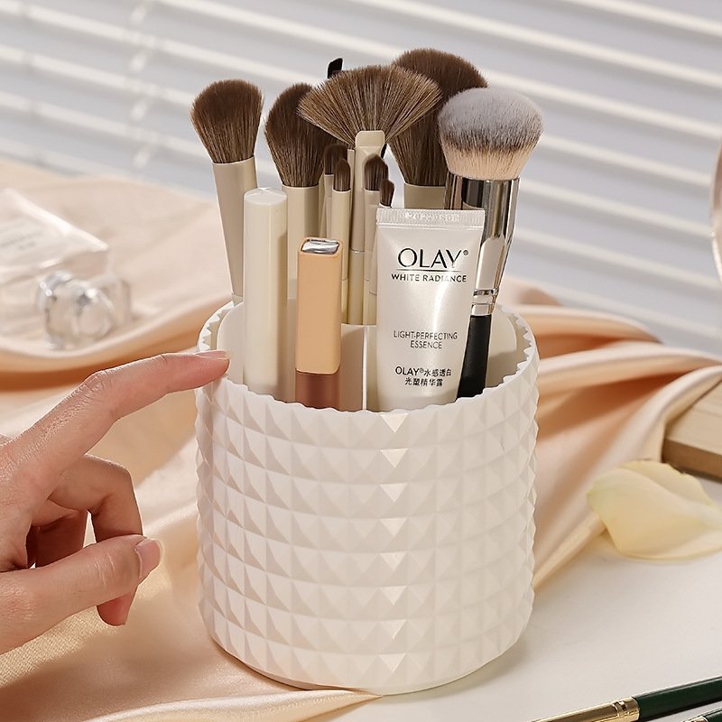 360 Degree Rotating Makeup Brush Holders Dustproof Cosmetic Brushes Storage Case Makeup Organizer With Lid