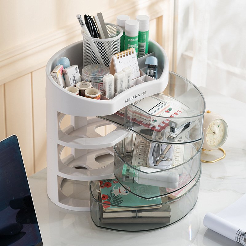 Modern Design Multi-layer Cosmetic Storage Box Home Desktop Organizer Plastic Box Makeup Jewelry Storage
