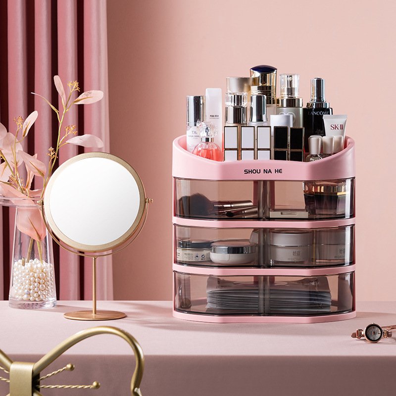 Modern Design Multi-layer Cosmetic Storage Box Home Desktop Organizer Plastic Box Makeup Jewelry Storage