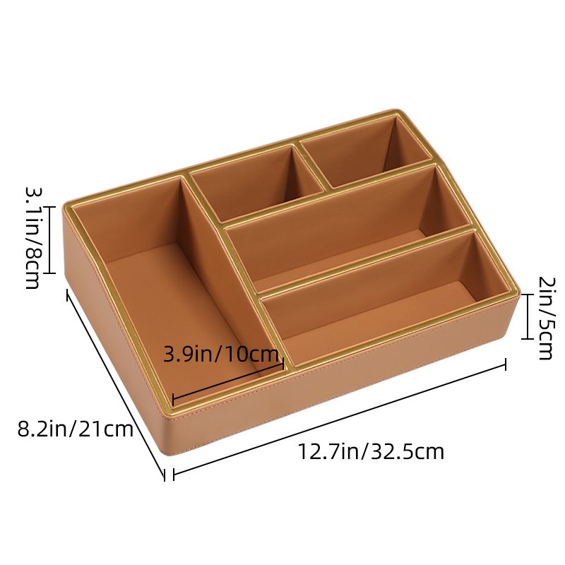 Makeup Storage Basket Bins with Dividers for Women Cosmetics Display Case leather Skincare Multifunctional Desktop Organizers
