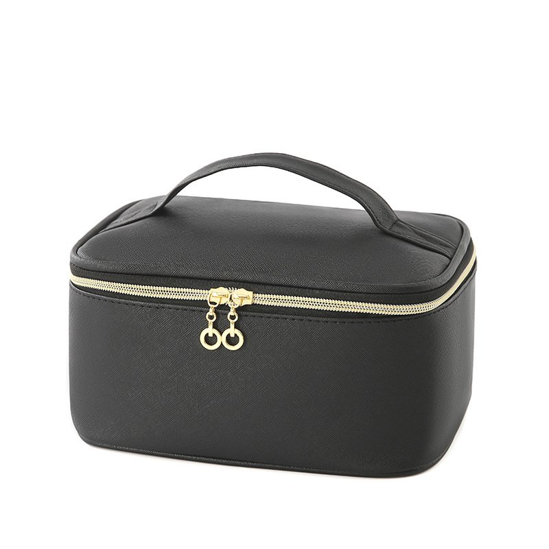 Custom Logo Large Capacity Makeup Zipper Bag Water-proof Luxury Toiletries Skin Care Case Leather Travel Cosmetics Bag