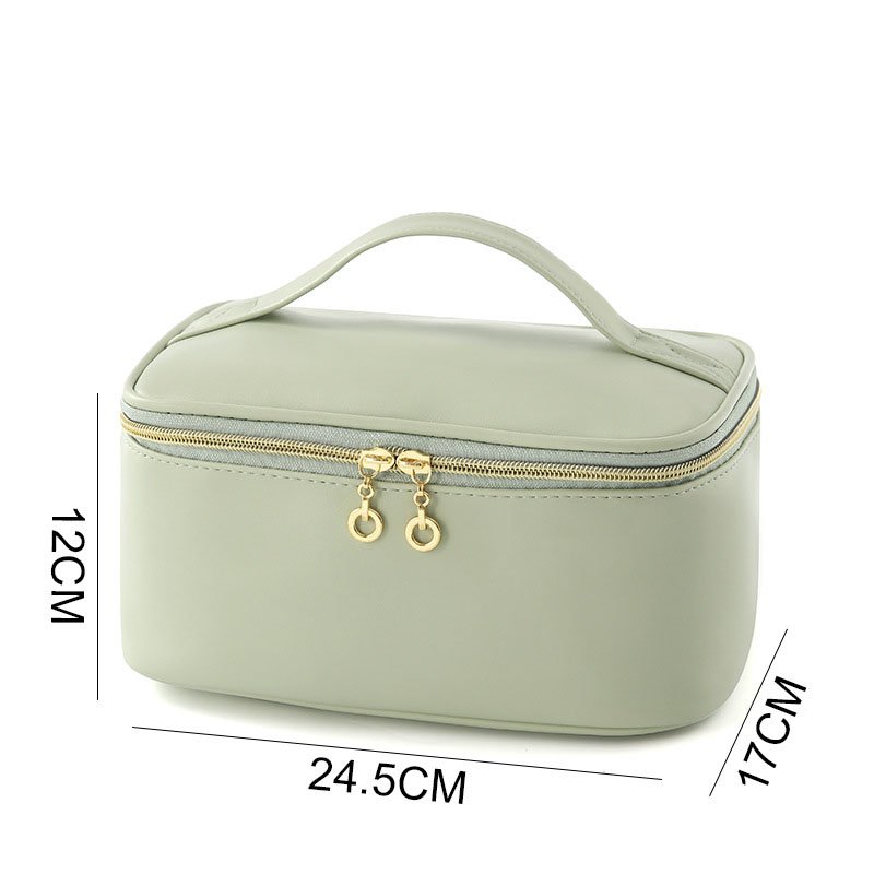 Custom Logo Large Capacity Makeup Zipper Bag Water-proof Luxury Toiletries Skin Care Case Leather Travel Cosmetics Bag
