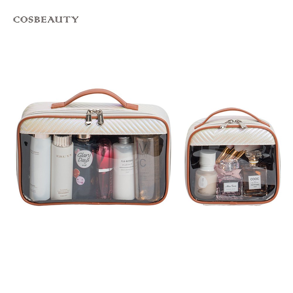 KONCAI clear makeup pouch cosmetic accessories PVC vanity bag beauty box organizers tioletry small travel make up bag