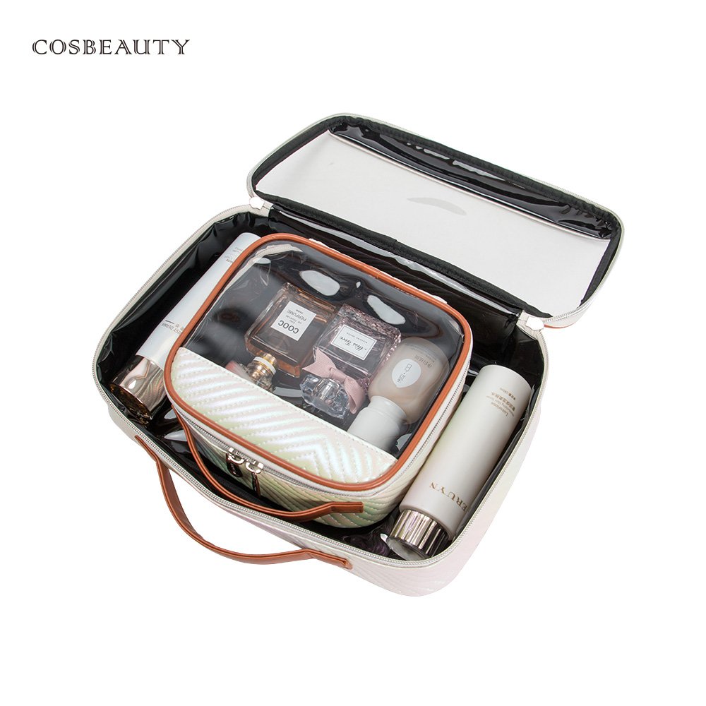 KONCAI clear makeup pouch cosmetic accessories PVC vanity bag beauty box organizers tioletry small travel make up bag