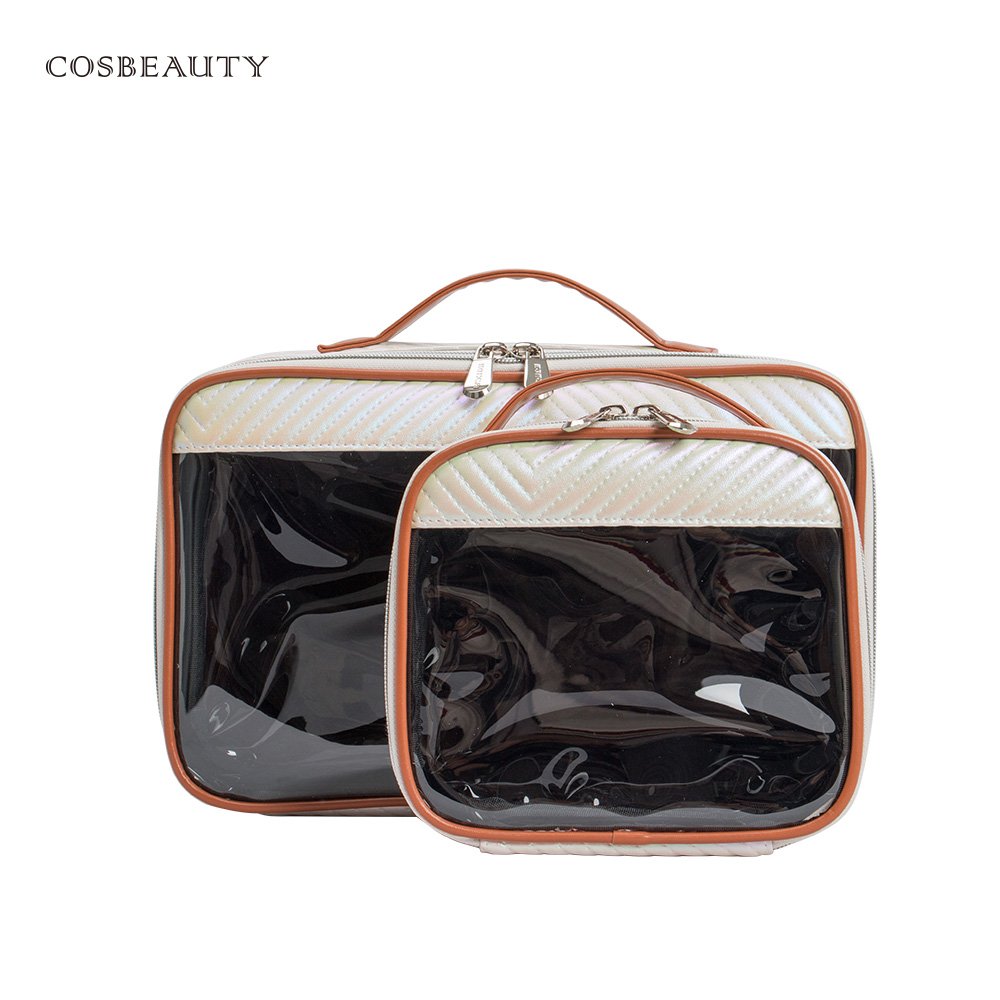 KONCAI clear makeup pouch cosmetic accessories PVC vanity bag beauty box organizers tioletry small travel make up bag