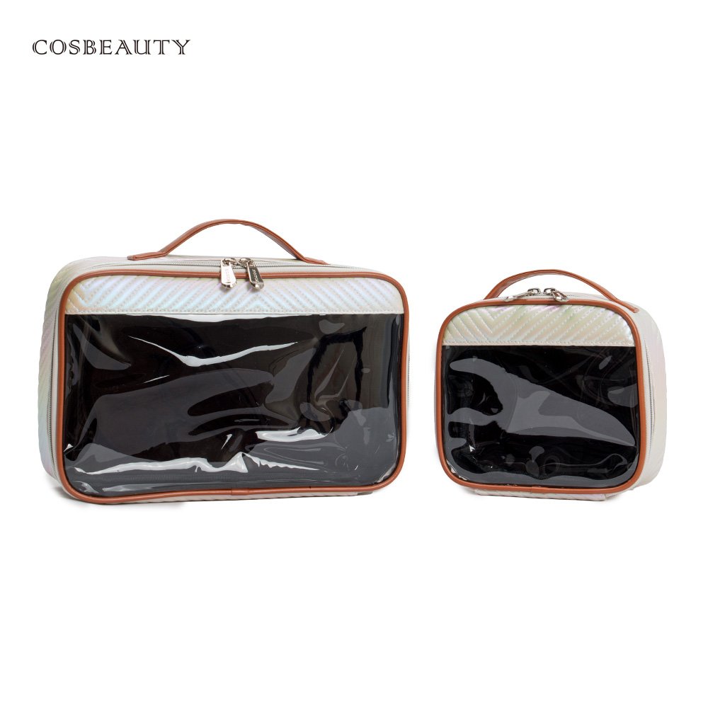 KONCAI clear makeup pouch cosmetic accessories PVC vanity bag beauty box organizers tioletry small travel make up bag