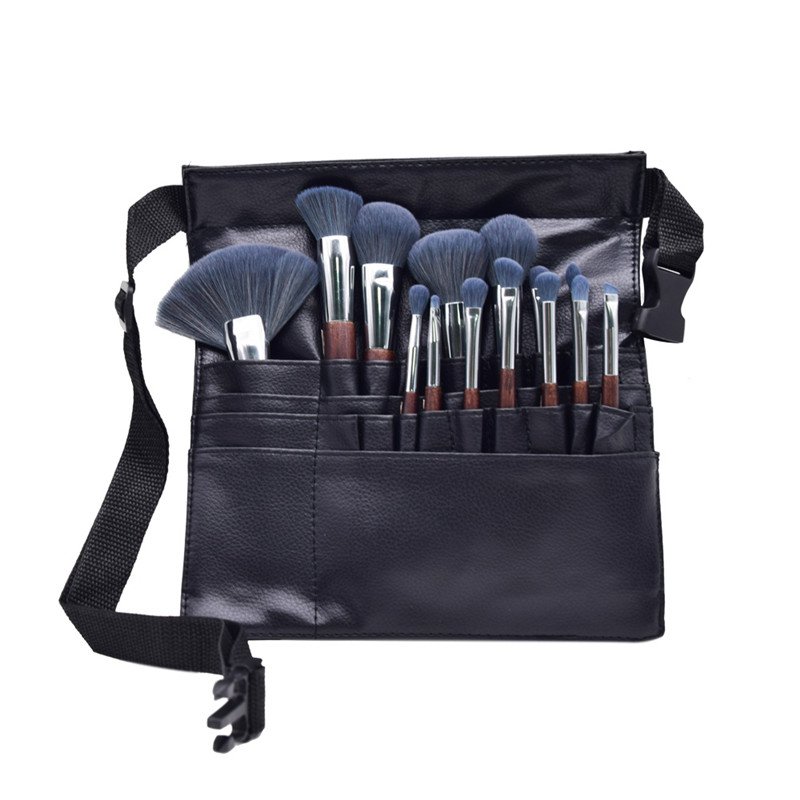 2024 PU Leather Portable Multi Pockets Cosmetic Brush Holder Organizer Professional Makeup Brush Salon Waist Bag