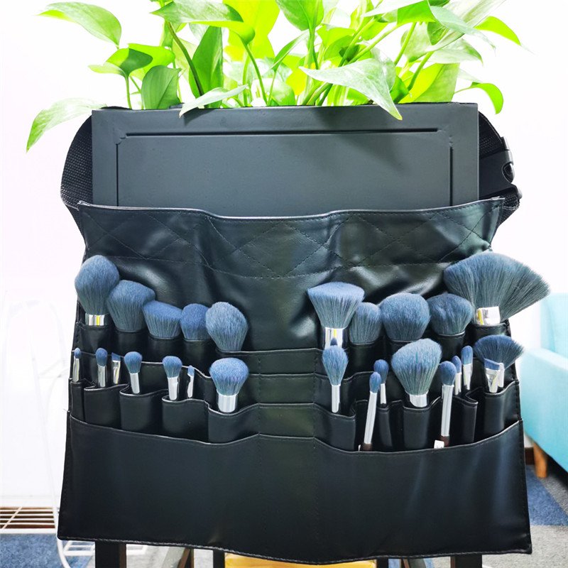 2024 PU Leather Portable Multi Pockets Cosmetic Brush Holder Organizer Professional Makeup Brush Salon Waist Bag