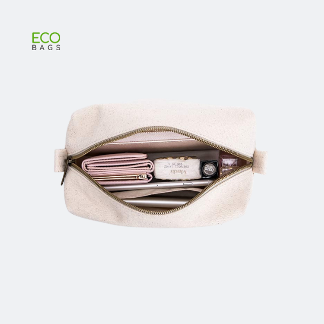 Vietnam Factory Canvas Women Cosmetic Makeup Bags Reusable For Wholesale Ready to Produce MOQ 500 PCS With Customized Printing