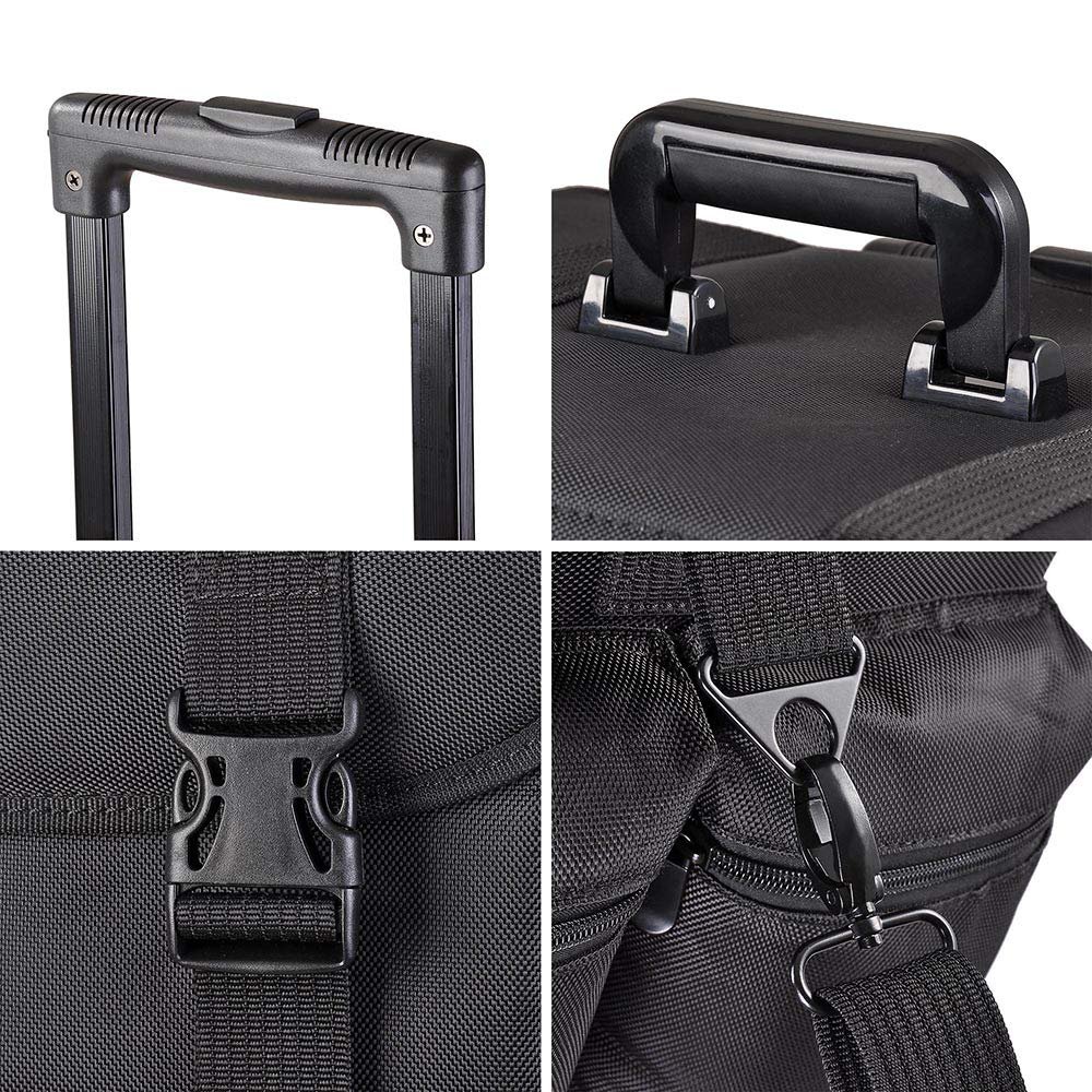 Soft Makeup Artist Rolling Trolley Cosmetic Case with Free Set of Mesh Bags - Jet Black
