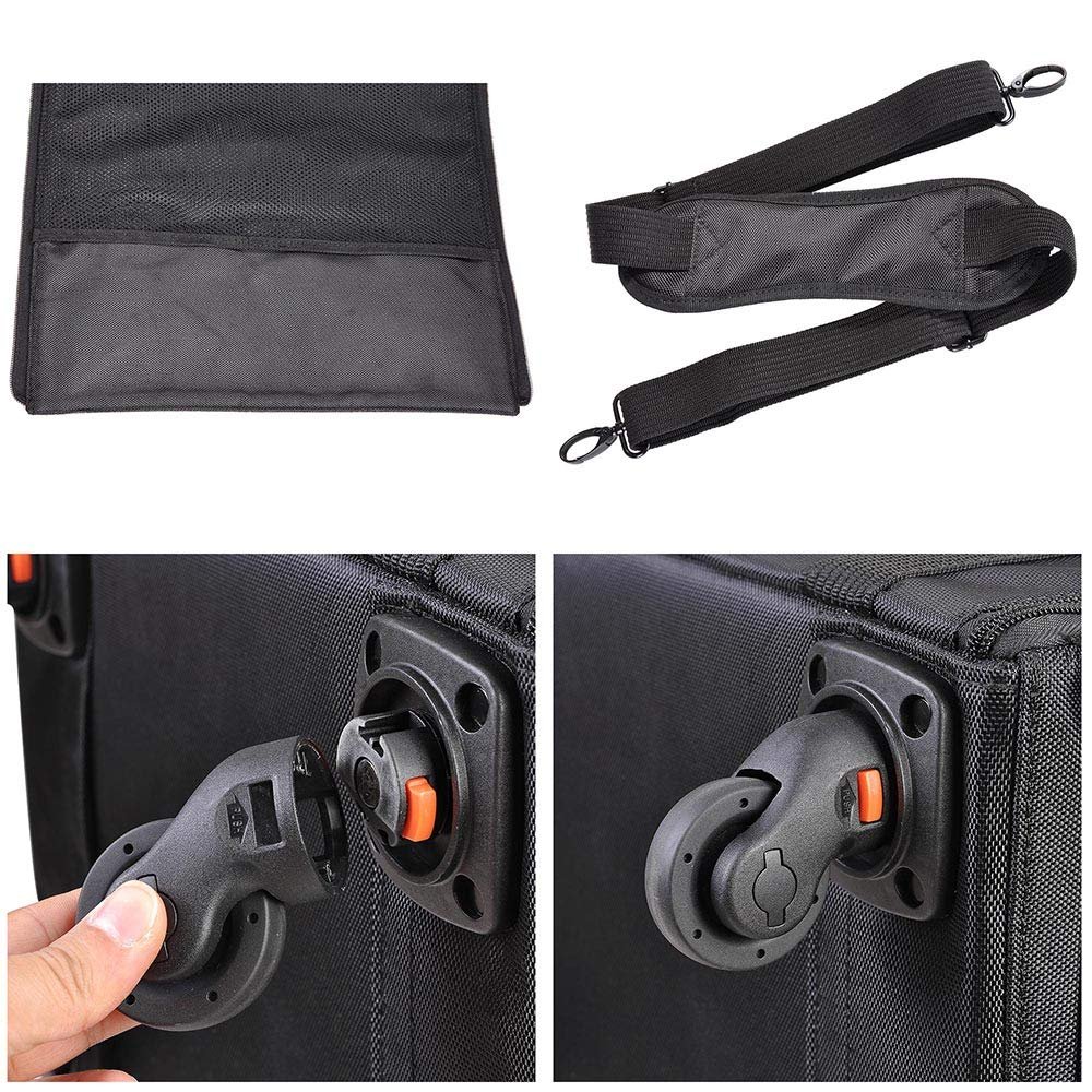 Soft Makeup Artist Rolling Trolley Cosmetic Case with Free Set of Mesh Bags - Jet Black