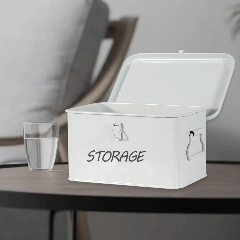 Wholesale small metal storage box multipurpose makeup storage box with lock