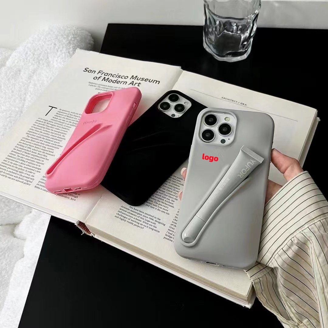 New 2024 phone case Manufactured shock-proof silicon cover Lip gloss Phone case Lip stick makeup holder for iPhone13-15 Pro Max
