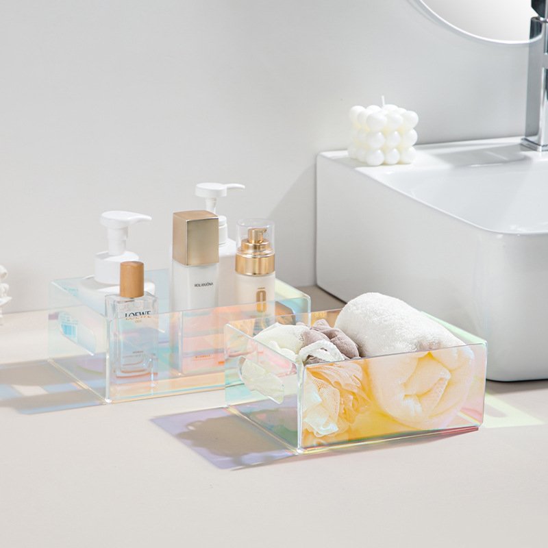 New Design Acrylic Multi-uses Rainbow Tray Colorful Acrylic Food Display Tray Iridescent Serving Tray
