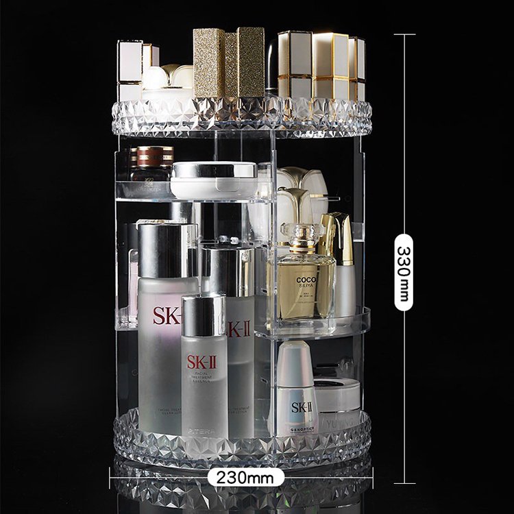 DIY 8 Adjustable Layers Skincare Organizer Multi-Function Storage Rotating Makeup Organizer for Vanity Bathroom Countertop