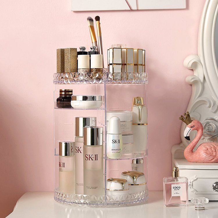 DIY 8 Adjustable Layers Skincare Organizer Multi-Function Storage Rotating Makeup Organizer for Vanity Bathroom Countertop