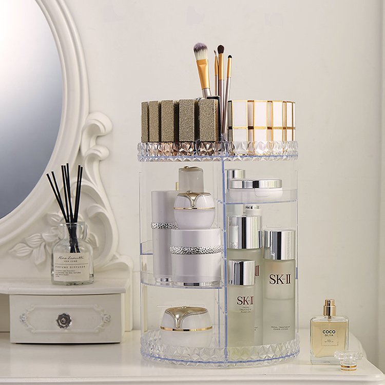 DIY 8 Adjustable Layers Skincare Organizer Multi-Function Storage Rotating Makeup Organizer for Vanity Bathroom Countertop
