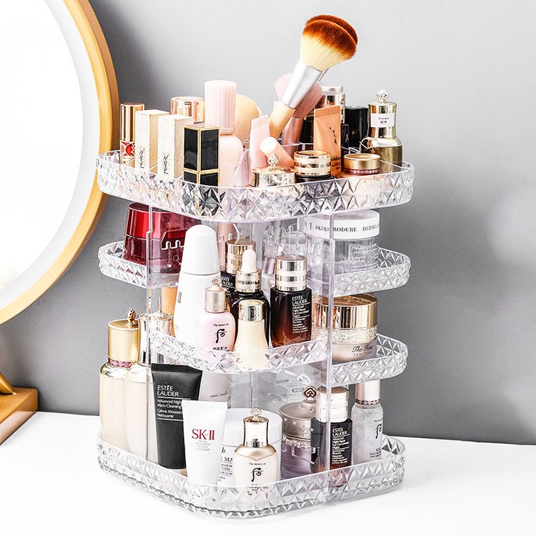 DIY 8 Adjustable Layers Skincare Organizer Multi-Function Storage Rotating Makeup Organizer for Vanity Bathroom Countertop