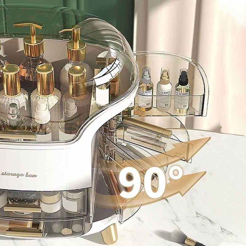 Cosmetic Organizer Glass Desktop Dustproof Drawer Large Capacity Shelf waterproof plastic storage box makeup organizer