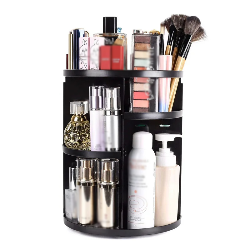 Choice Fun Acrylic 360 Degree Rotating Beauty Makeup Organizer Adjustable Cosmetic Storage Box Transparent Desktop Storage Box