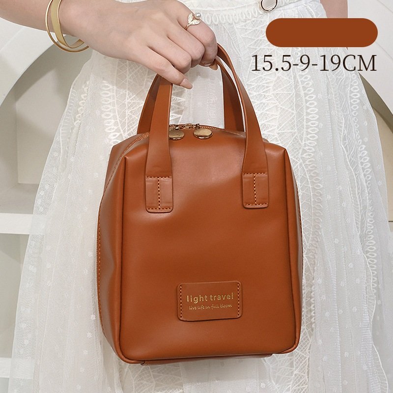 Women's Pu Leather Gradient Three-dimensional Makeup Bag Travel Portable Toiletry Bag Cosmetics Organizing Storage Bag