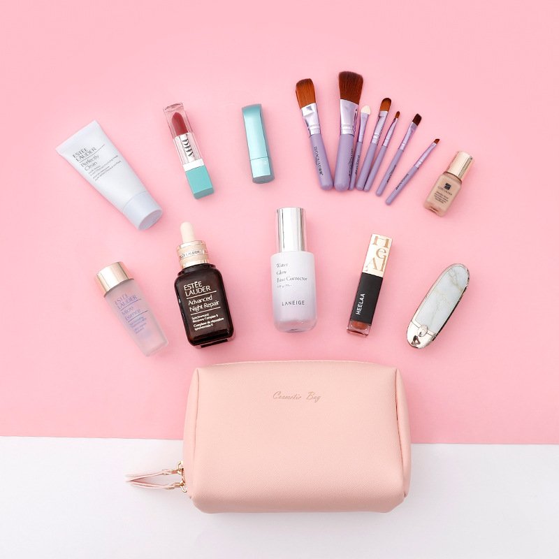 High Quality pink cosmetic travel bag custom pink makeup bag cosmetic