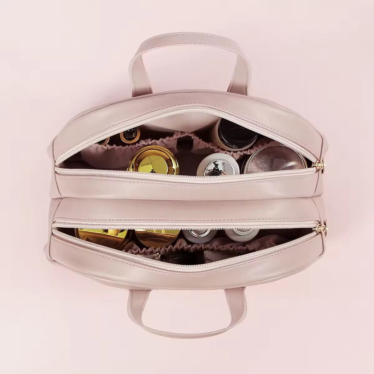 Custom logo double layer portable makeup bag fashionable and waterproof storage bag skincare product brush bag