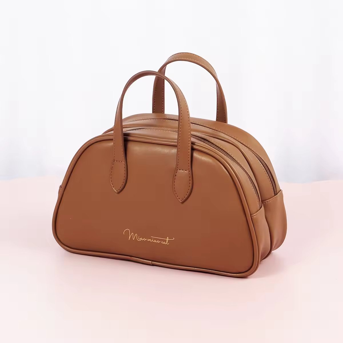 Custom logo double layer portable makeup bag fashionable and waterproof storage bag skincare product brush bag