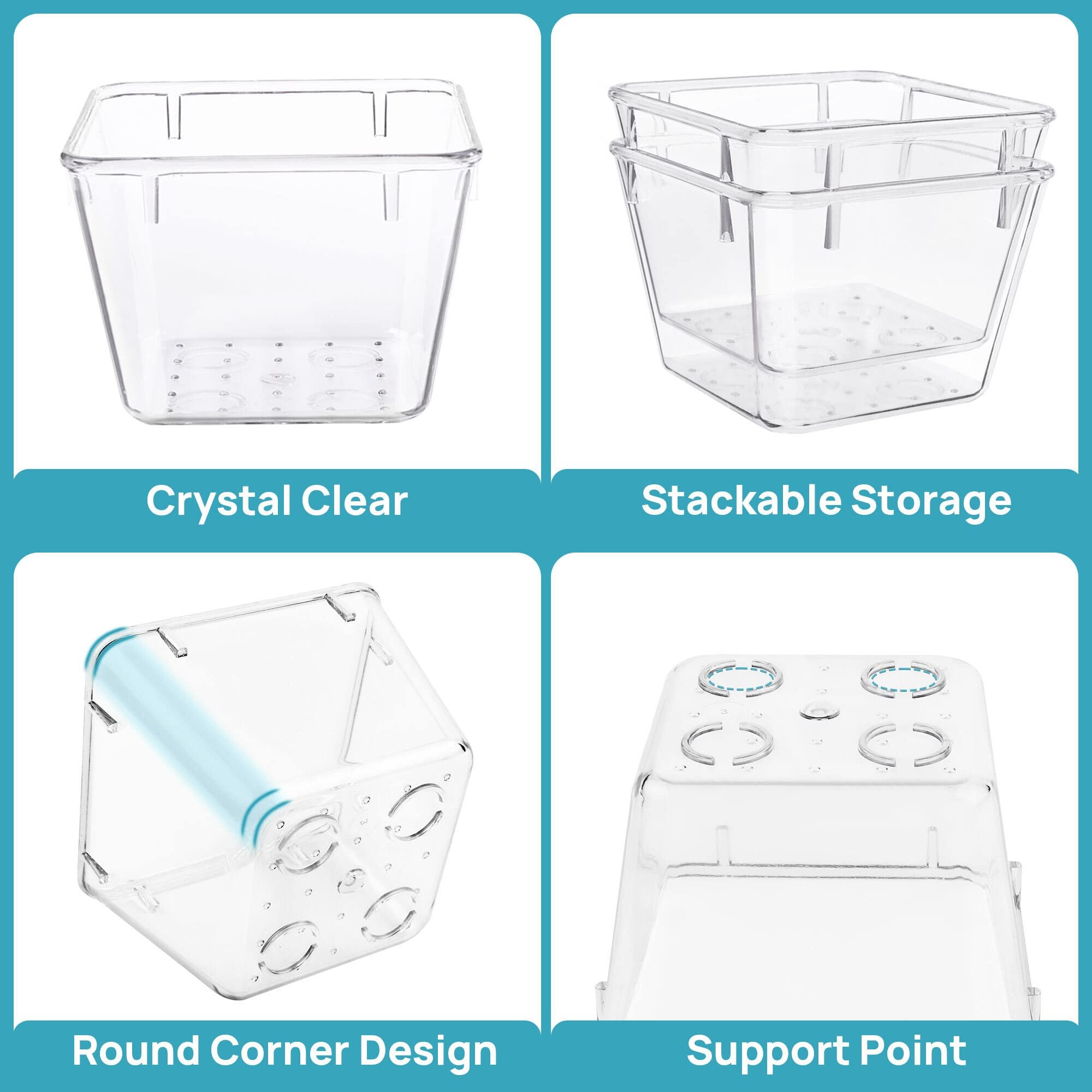 15 PCS Clear Plastic Drawer Organizers Set, 4-Size Versatile Bathroom and Vanity Drawer Organizer Trays,Bins for Makeup, Bedroom