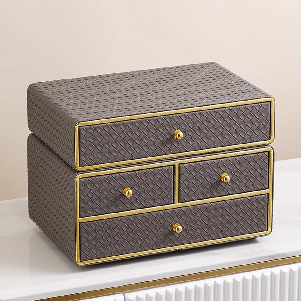 Advanced Skincare Makeup Organizer Large Capacity Desktop Dresser Cosmetic Storage Case Lipstick Jewellery Box Dustproof Leather