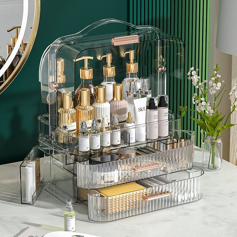 Luxury Display Racks Makeup Cases Cosmetics Storage Box Transparent Lid Large Makeup Organizer Box with Drawers