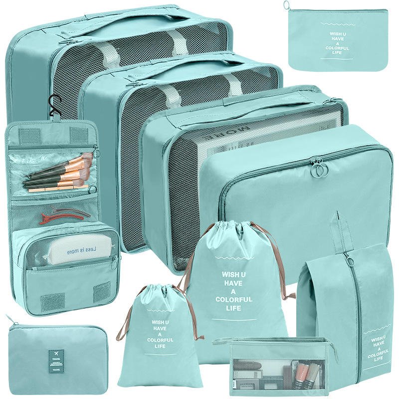 11pcs Cheap Duffle Multi-function Pouch Packing Cube Storage Makeup Bag Waterproof Lightweight Travel Luggage Organizer Set