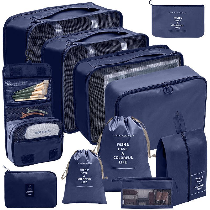 11pcs Cheap Duffle Multi-function Pouch Packing Cube Storage Makeup Bag Waterproof Lightweight Travel Luggage Organizer Set