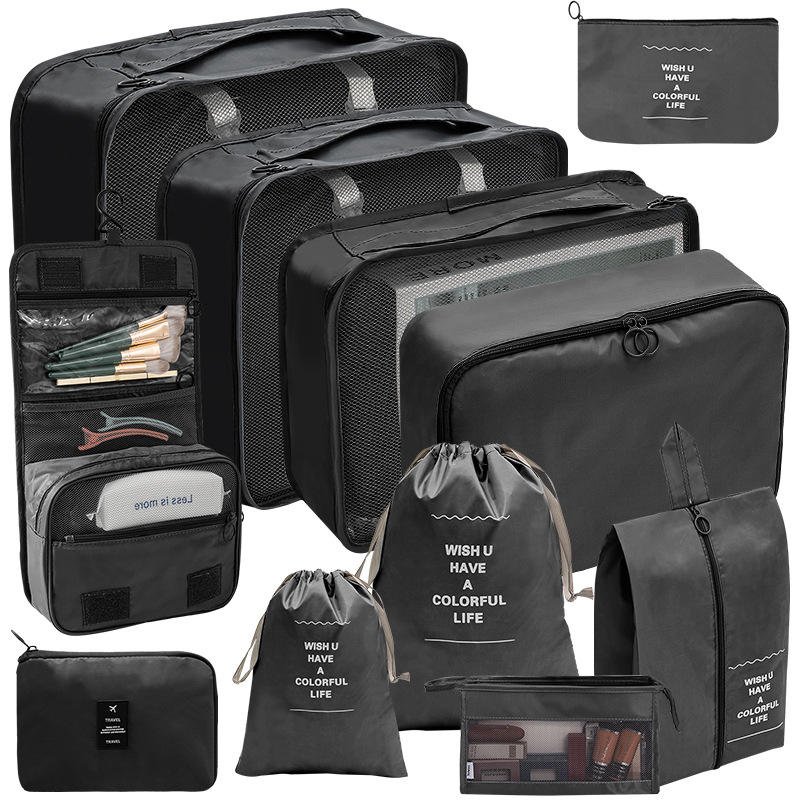 11pcs Cheap Duffle Multi-function Pouch Packing Cube Storage Makeup Bag Waterproof Lightweight Travel Luggage Organizer Set