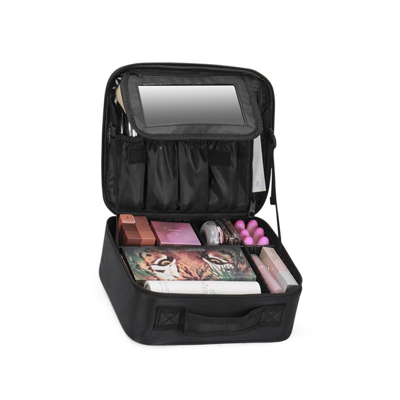 Factory Wholesale Travel Makeup Organizers and Storage Case, Portable Makeup Bag With Mirror CosmeticTrain Bag