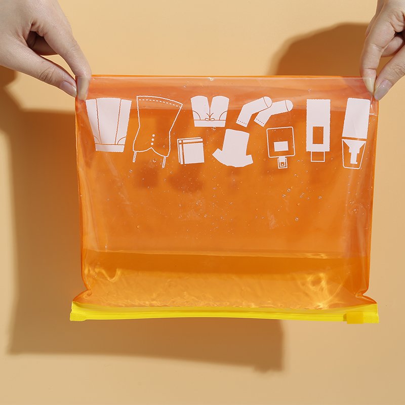 Travel poly custom printed logo plastic pe storage cosmetic jewelry packaging zipper slider bag