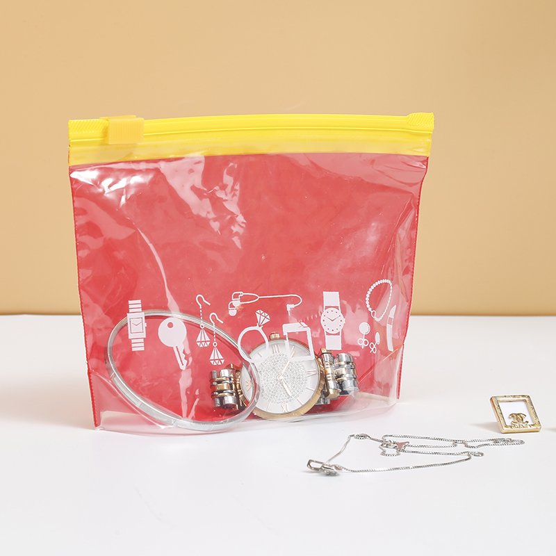 Travel poly custom printed logo plastic pe storage cosmetic jewelry packaging zipper slider bag