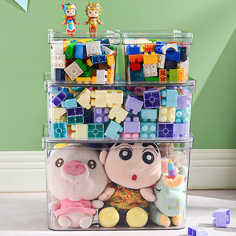 Classic Multifunction Household Storage Box High Transparent Plastic Table Top Cosmetic Organizer Handle Dust Prevention Makeup