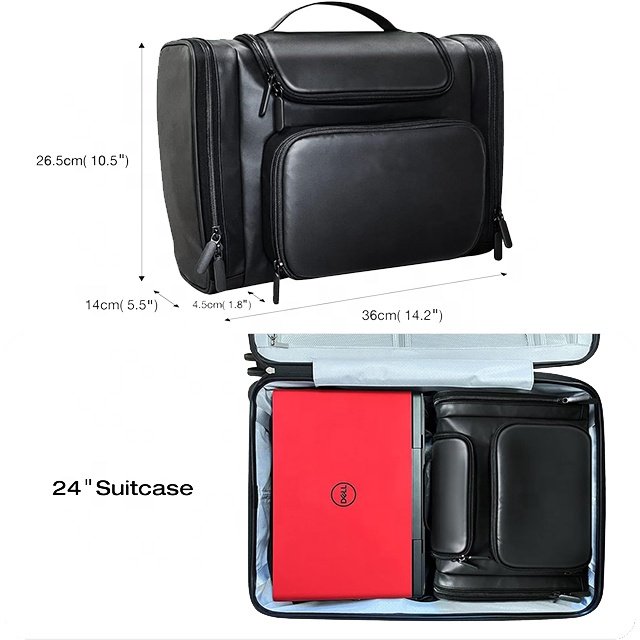 BSCI Custommultifunctional Private Label Professional High Volume Waterproof Dry Wet Depart Washing Bag Leather Makeup Bag