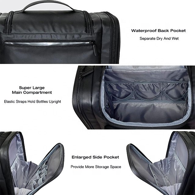 BSCI Custommultifunctional Private Label Professional High Volume Waterproof Dry Wet Depart Washing Bag Leather Makeup Bag