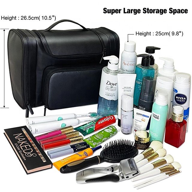 BSCI Custommultifunctional Private Label Professional High Volume Waterproof Dry Wet Depart Washing Bag Leather Makeup Bag